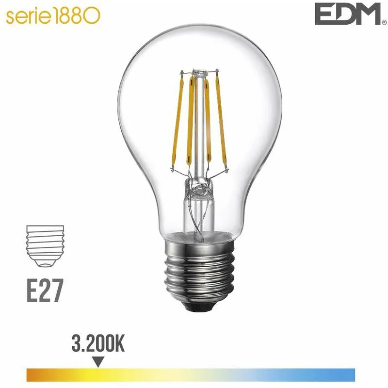  - Lampadina led E27 4W rotonda A60 equivalente a 35W - Bianco Hot 3200K