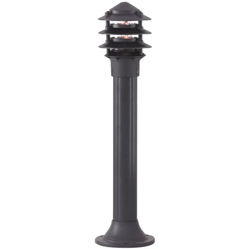 Paletto Esterno Contemporaneo Bollards Alluminio Nero Vetro 1 Luce E27 H73Cm