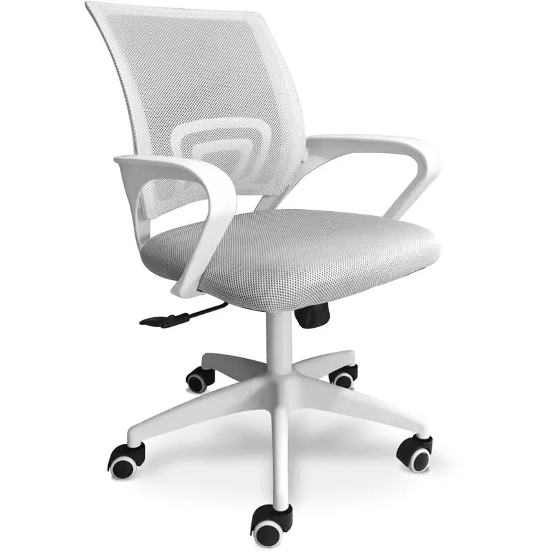 Lara - Sedia da ufficio ergonomica ad altezza regolabile con ruote girevoli - colore bianco e grigio