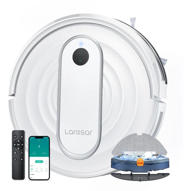 Laresar P10 Robot aspirapolvere, 4500 Pa Robot Aspirapolvere silenzioso e Sottile, connesso con WiFi/Alexa/app, Ideale per peli di animali