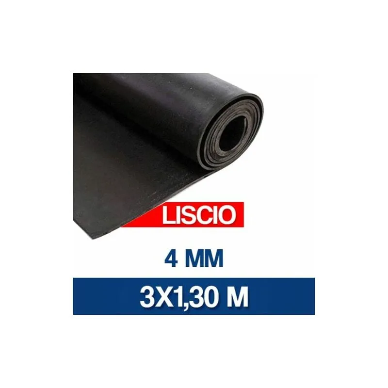 Lastra in gomma nera 3-5 mm h 120 - 130 pavimento gomma liscia millerighe 16890V 4 mm mt 3X1.30 (13257)
