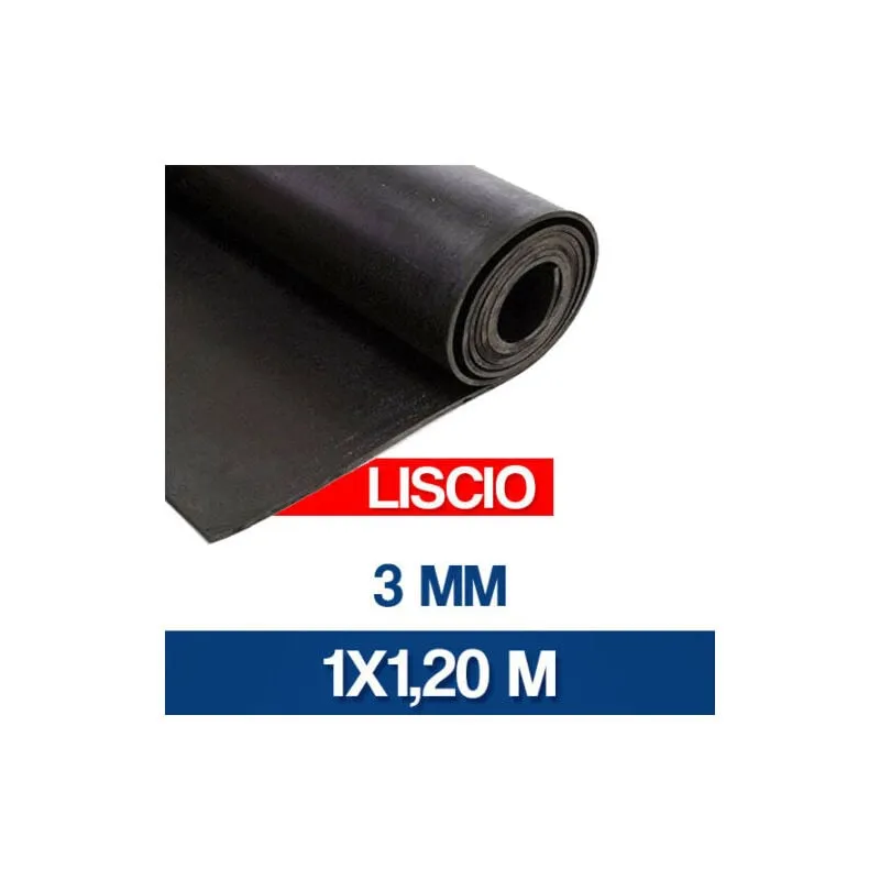 Lastra in gomma nera 3-5 mm h 120 - 130 pavimento gomma liscia millerighe 16890V 3 mm mt 1X1.20 (16890)