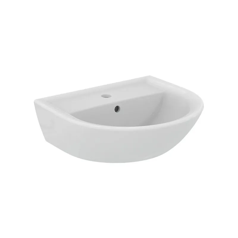 Lavabo 55x46 cm in ceramica bianco lucido  Eurovit - Con semicolonna per lavabo