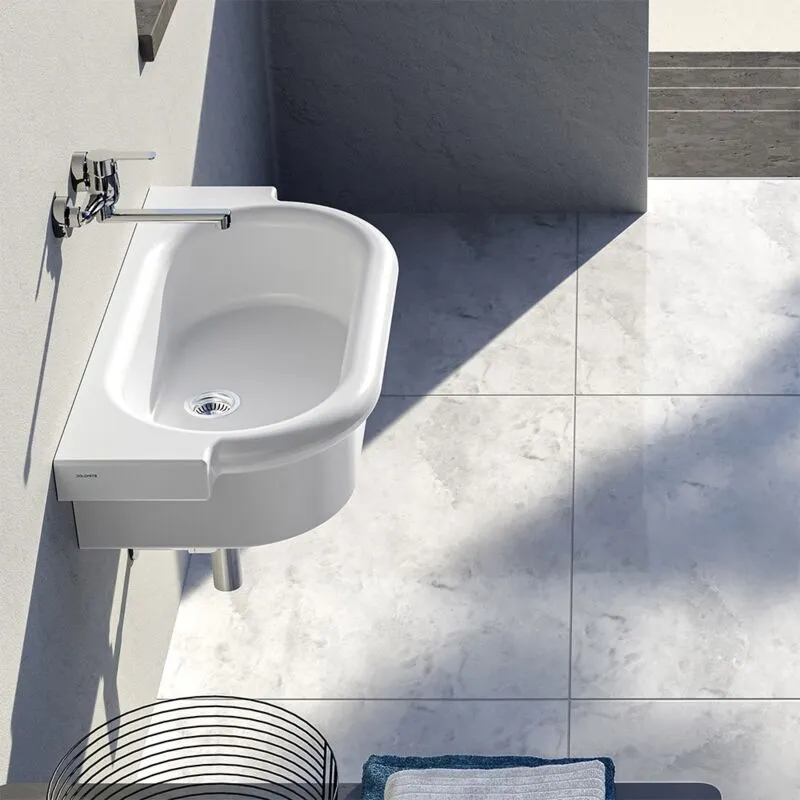 Lavabo a canale 90x45 modello Kenia in ceramica d'appoggio o sospeso