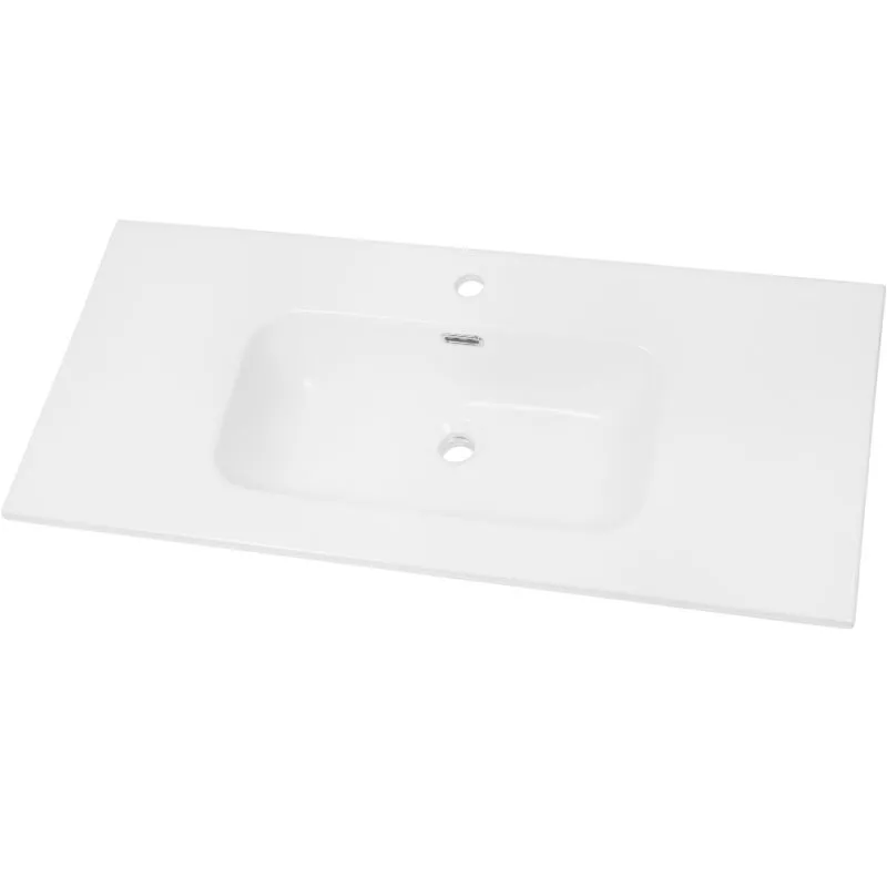 Nordik Flat - Lavabo ad incasso in ceramica bianco lucido per mobili bagno misure 101x46 cm - confezione 1