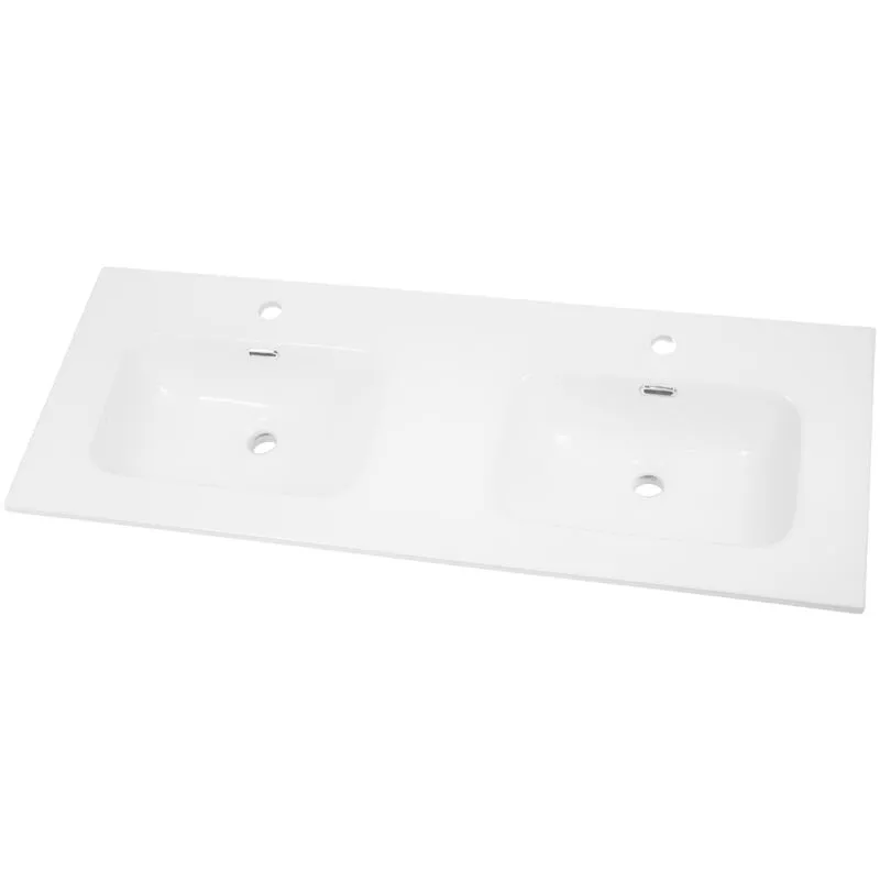 Nordik Flat - Lavabo ad incasso in ceramica bianco lucido per mobili bagno misure 121x46 cm - confezione 1