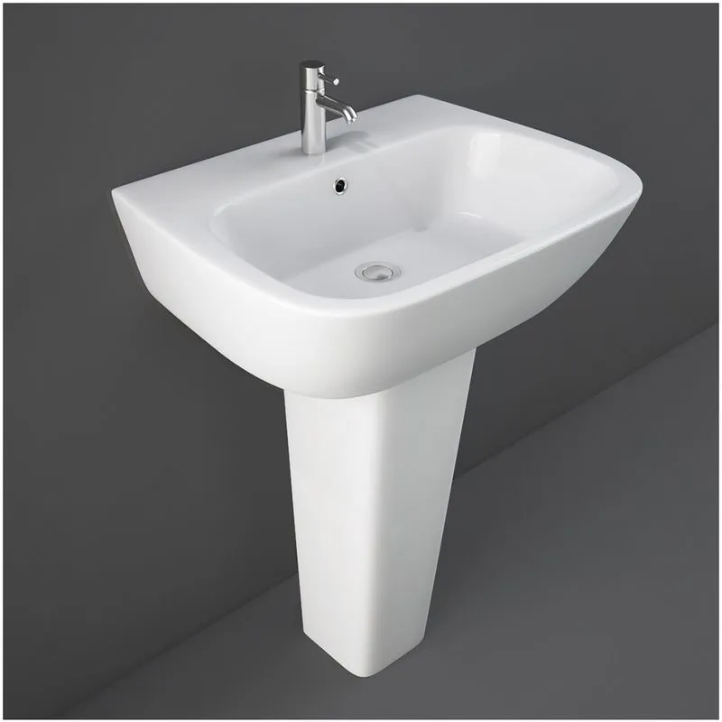 Rak Ceramics - Lavabo bagno Rak serie One 60x46 cm con colonna in ceramica lucida