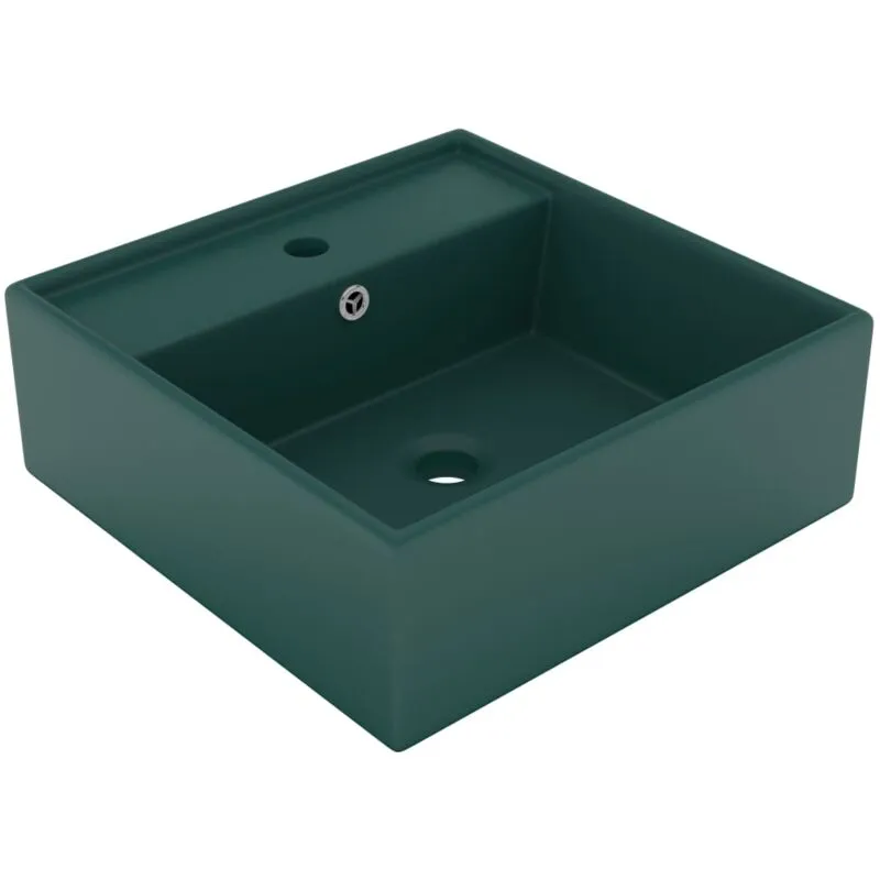 Lavabo con Troppopieno Quadrato Verde Opaco 41x41 cm Ceramica