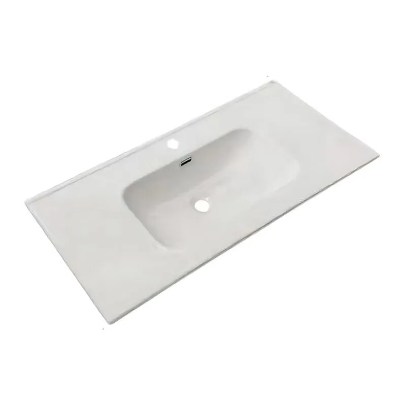 Toscohome - Lavabo consolle appoggio in ceramica bianco 101x46.5x17H cm