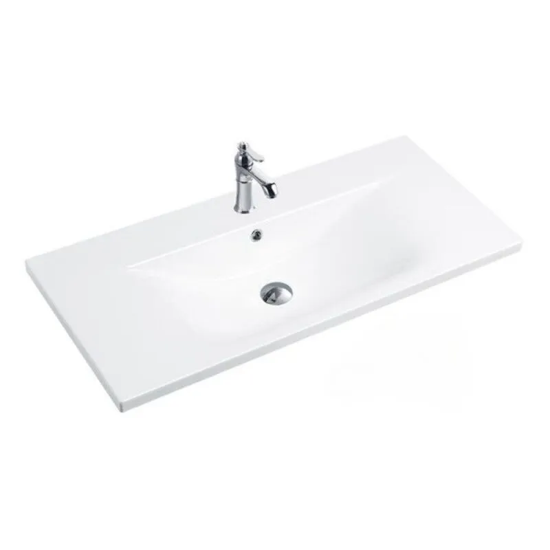 Toscohome - Lavabo consolle appoggio in ceramica bianco 101x46.5x18H cm