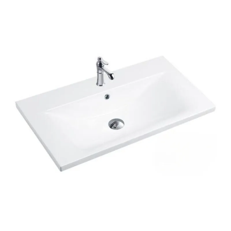 Toscohome - Lavabo consolle appoggio in ceramica bianco 81x46.5x18H cm