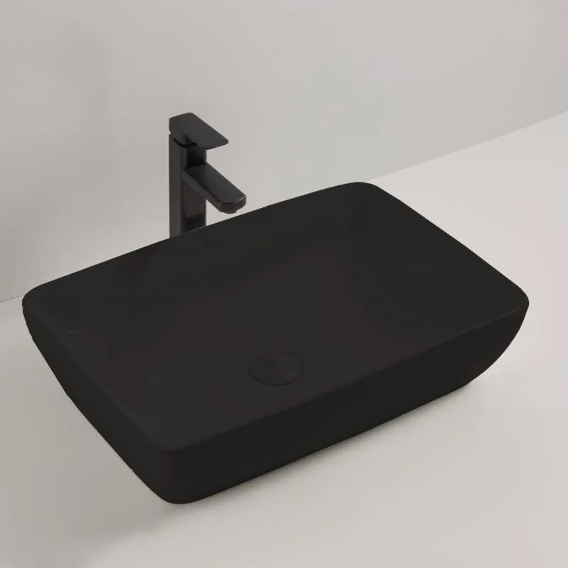 Lavabo da appoggio 59x40x14.5 cm nero opaco