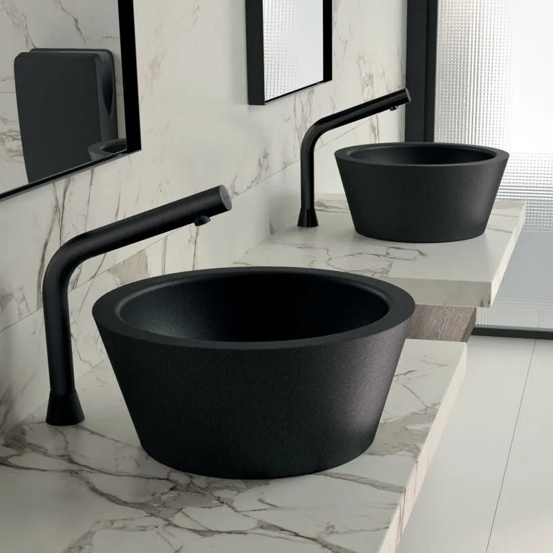 Delabie - Lavabo da appoggio - Rotondo - 37,5 cm - Acciaio inossidabile nero - algui