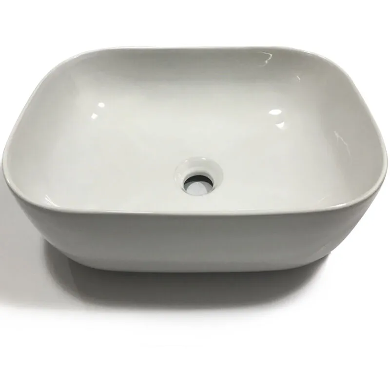 Lavabo da appoggio ceramica bianco rettangolare lavandino 45,5x32,5x13,5 cm