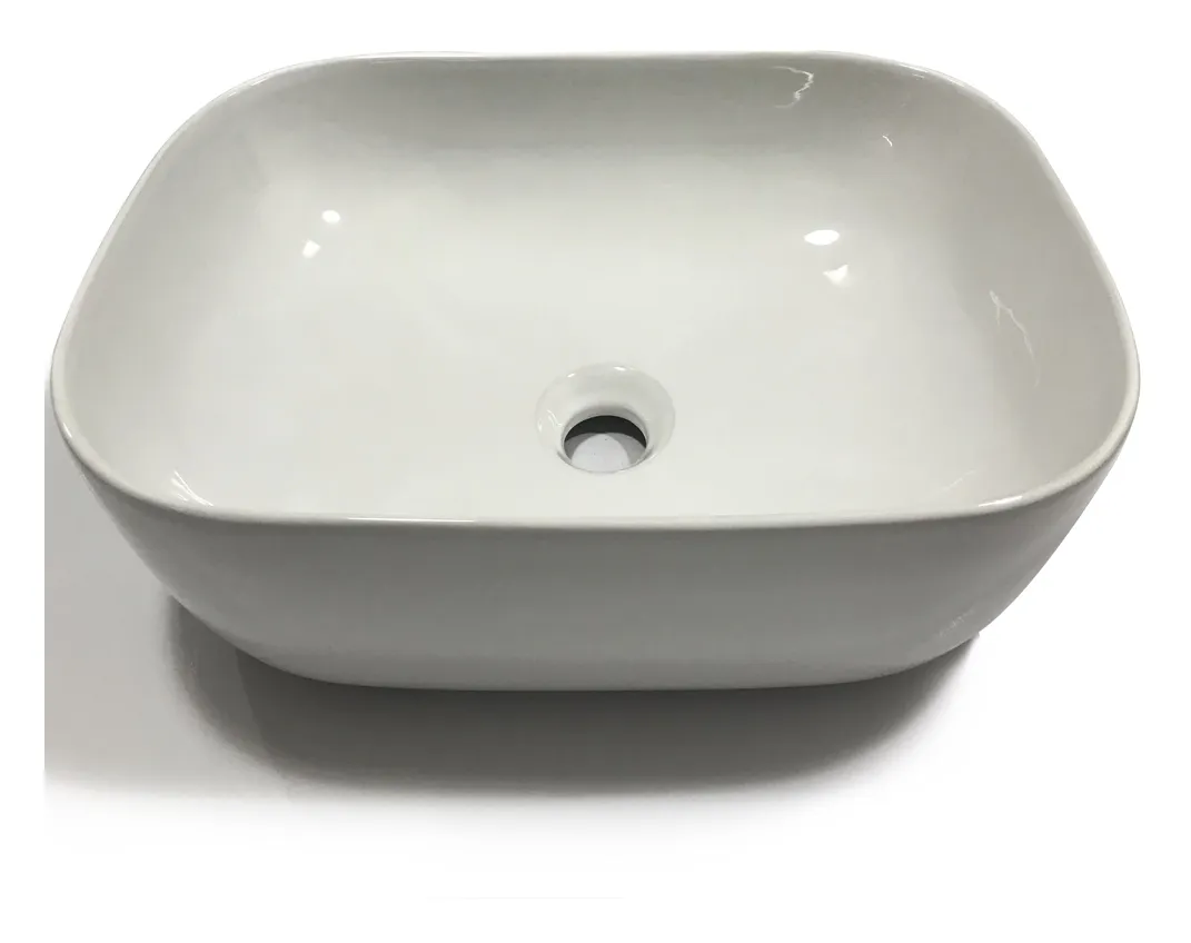 Lavabo da appoggio ceramica bianco rettangolare arredo bagno 45,5x32,5x13,5cm finitura- lucido - confezione 1