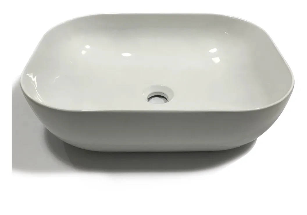 Lavabo da appoggio ceramica bianco rettangolare arredo bagno 50,5x40,5x14 cm finitura- lucido - confezione 1