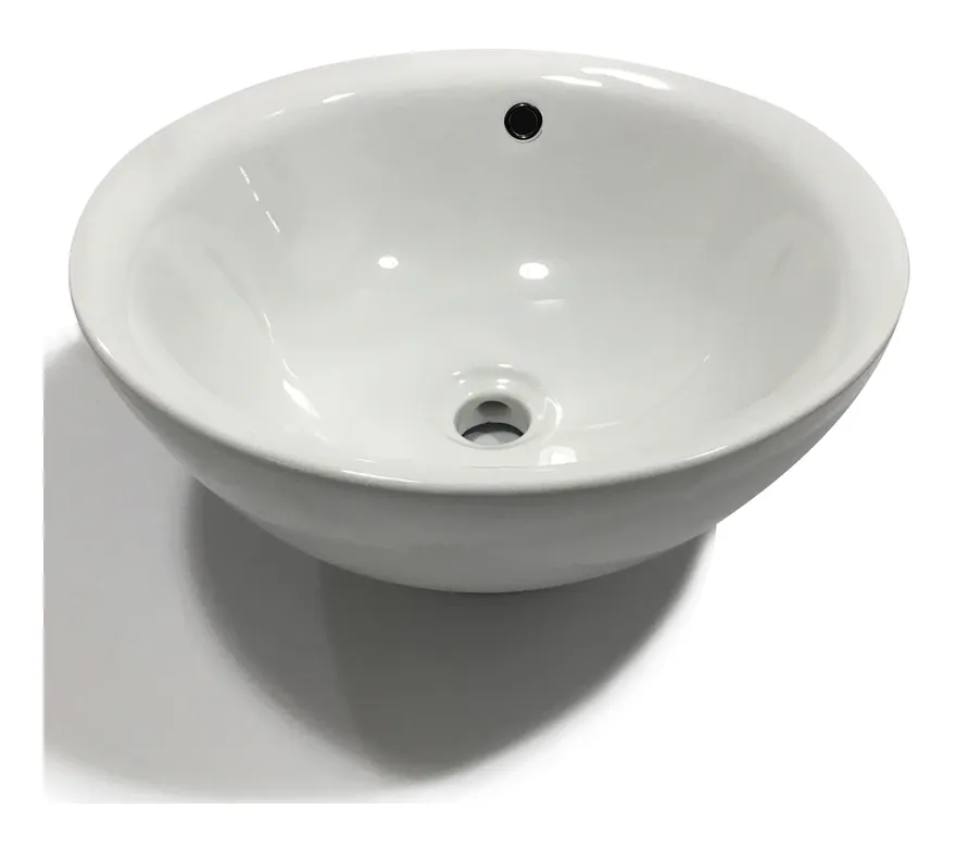 Lavabo da appoggio ceramica bianco tondo lavello arredo bagno 42x42x17,5 cm