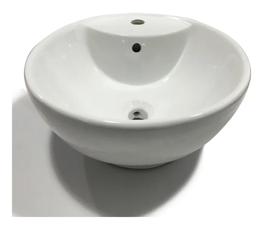 Lavabo da appoggio ceramica bianco tondo lavandino arredo bagno 46x46x17 cm