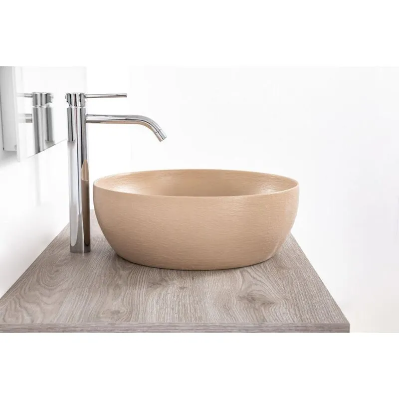 Azzurra - Lavabo appoggio Elegance cirlce 40cm Colore:: Tortora - Altezza: H14