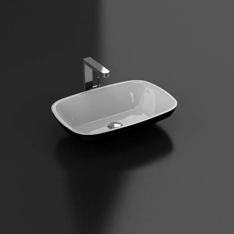 Lavabo da appoggio in marmoresina siena 60 x 42 cm bianco e nero