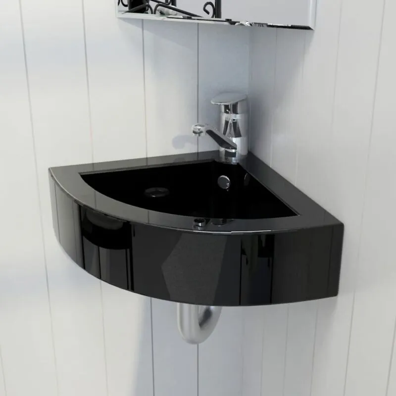 Bonnevie - Lavabo da Appoggio Lavandino moderno con Troppopieno 45x32x12,5 cm Nero -46394 - Nero