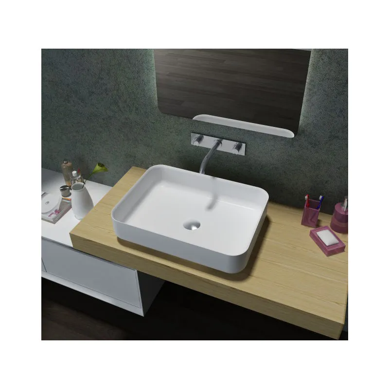  - Lavabo da appoggio, rettangolare, PB2121, in colata minerale (pure acrylic) , 55x40x13cm