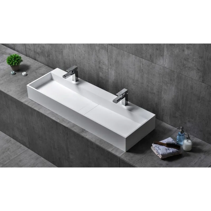  - Lavabo da appoggio TWG07 in colata minerale (pure acrylique) - 120x40x15cm