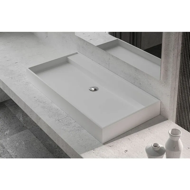  - Lavabo da appoggio TWG12 in colata minerale (pure acrylique) - 90x45x11cm