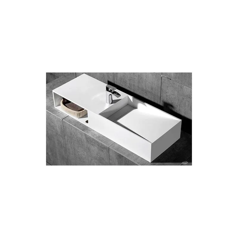  - Lavabo da appoggioTWG06 in pietra solida (solid stone) - 120x42x20cm - bianco opaco