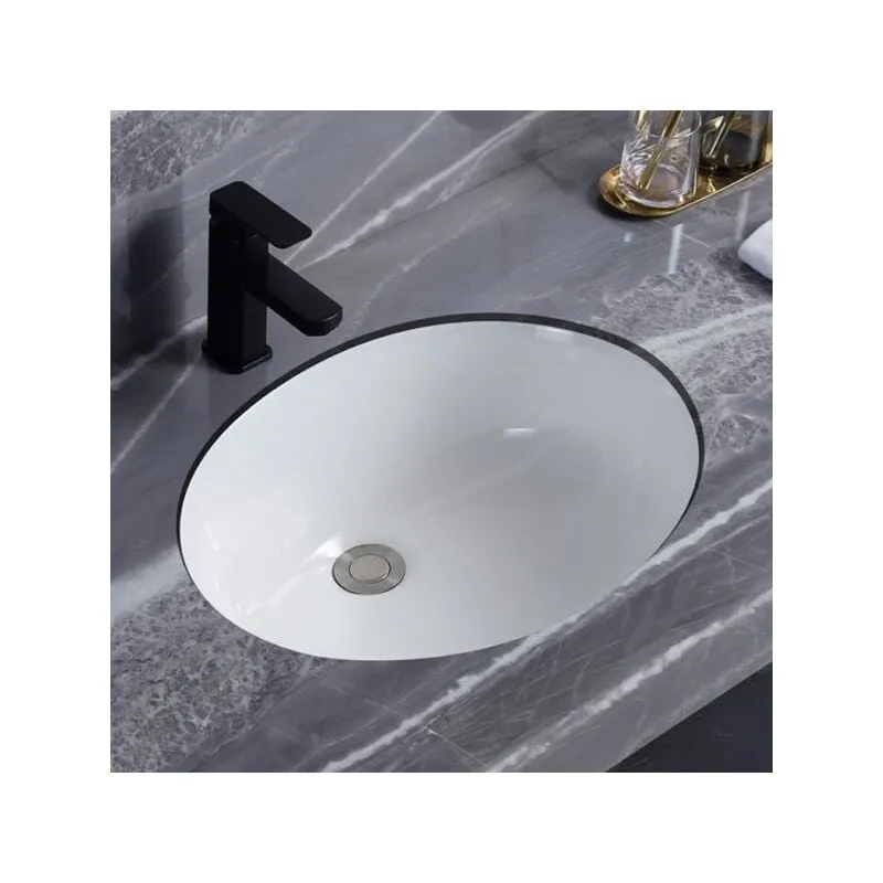 Lavabo da incasso sottopiano in ceramica bianca cm 52 