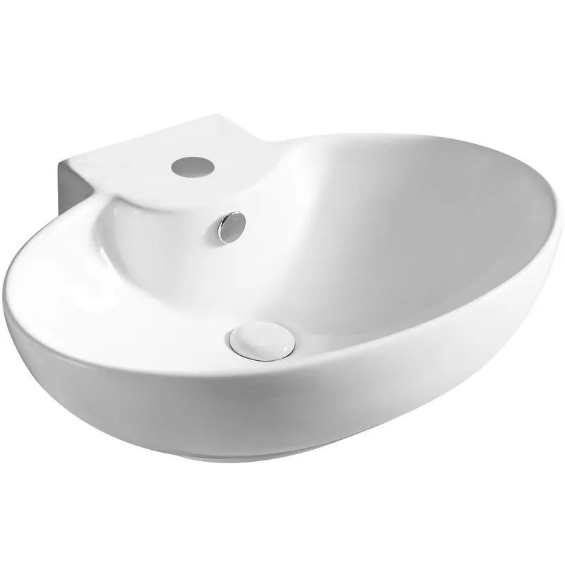 Lavabo da appoggio mod. la39 cm 60.5 x 45.5 bianco piletta non inclusa