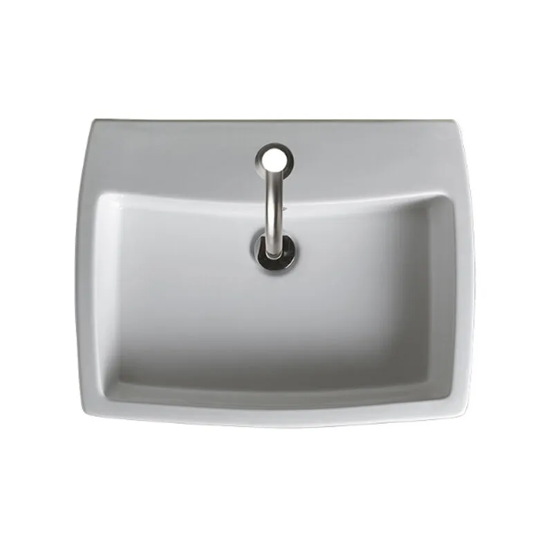  - lavabo d'appoggio o sospeso 70X47 cm con piano rubinetteria x-tre