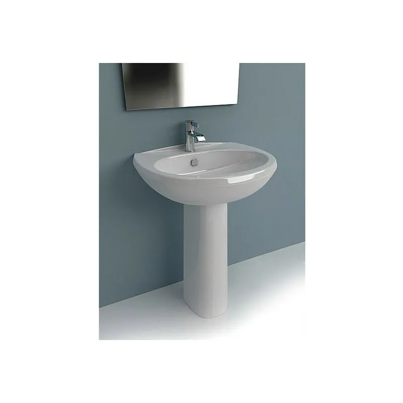 Lavabo Donatello New sospeso o su colonna cm. 58x53 bianco lucido