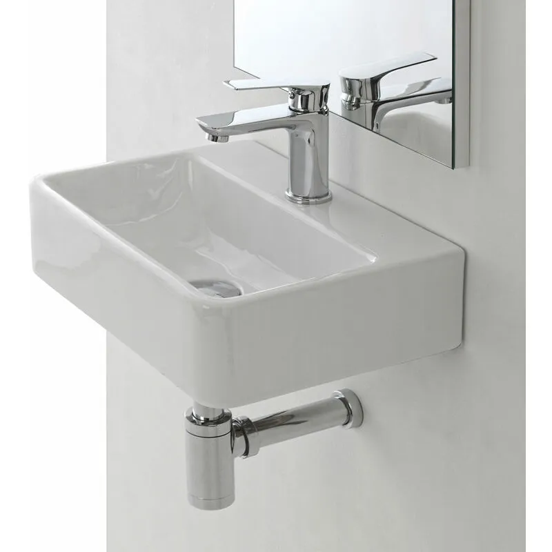 Lavandino Sospeso in Ceramica Rettangolare Lavabo Piccolo per Bagno