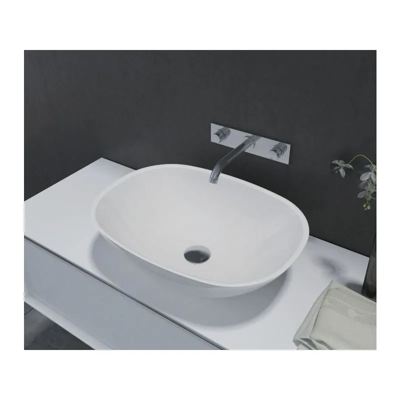  - Lavabo / lavandino da appoggio, ovale, PB2202 in colata minerale (pure acrylic) - 55 x 40 x 15cm