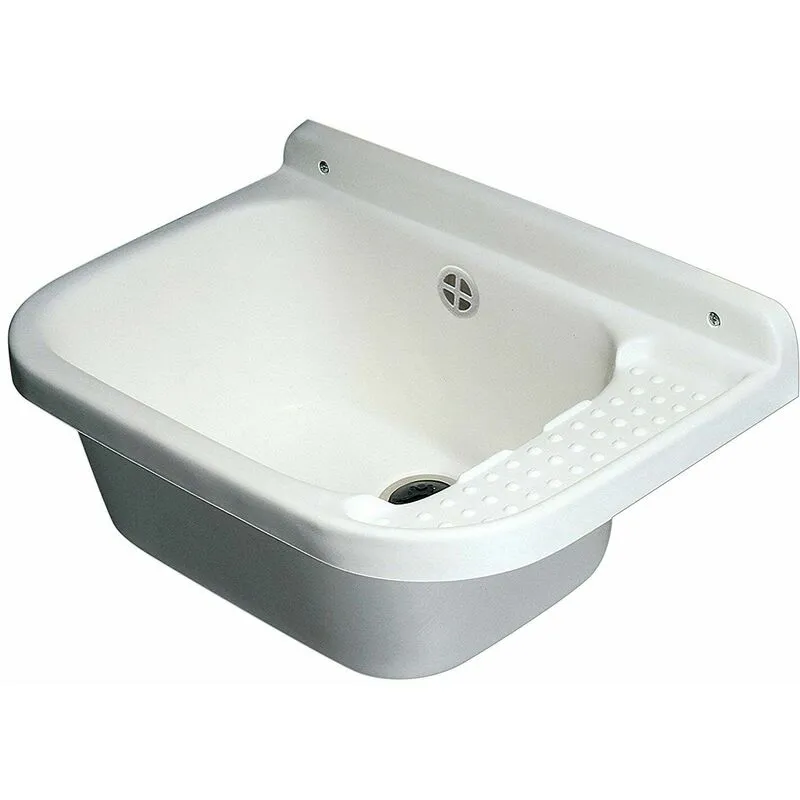 Lavabo Lavandino Da Parete Resina + Sifone E Piletta Cm 50x35xh.24 FER 286596