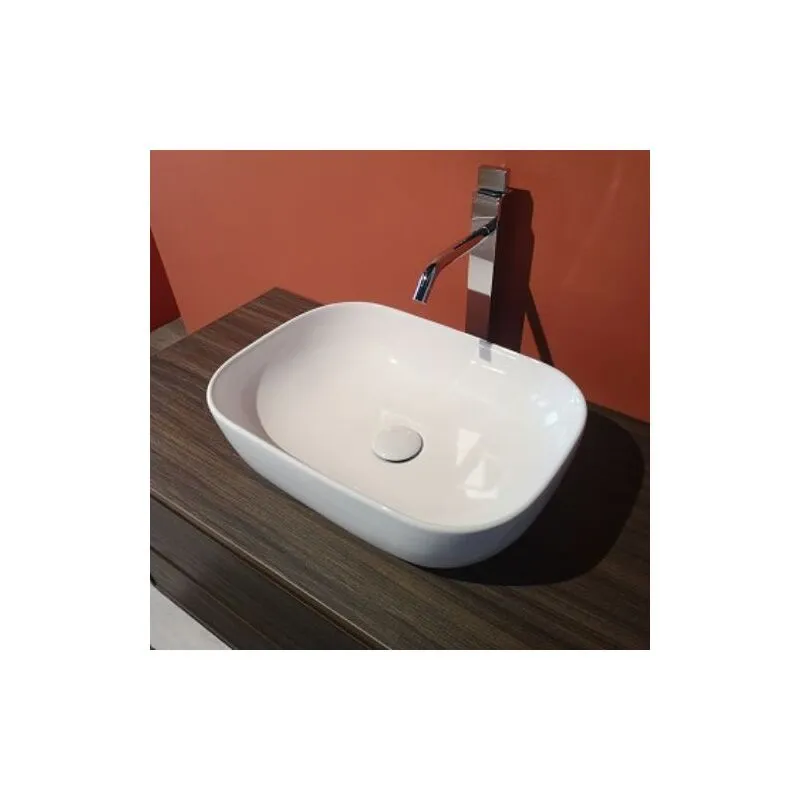 Lavabo Oval appoggio salvaspazio 45,5x32,2 stondato in ceramica