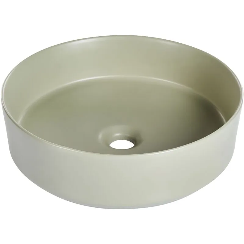 Beliani - Lavabo rotondo in ceramica per bagno 410 mm Verde opaco Utiel