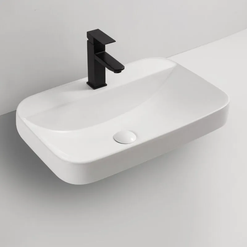 Lavabo semincasso ceramica 60x40 cm bianco