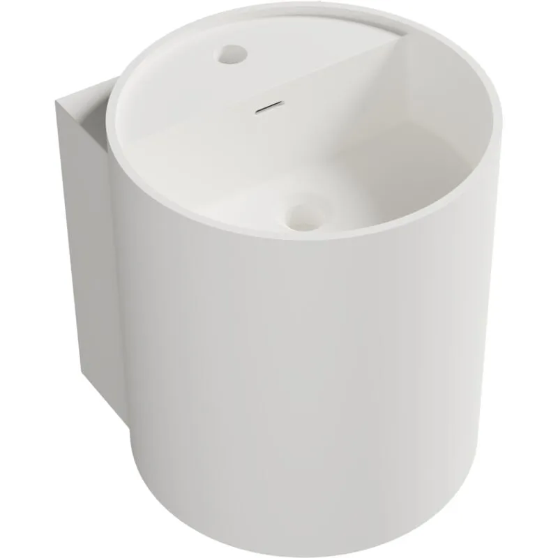 Lavabo sospeso NT2440 in pietra solida - 40 x 42 x 45 cm -bianco opaco Con piletta Pop-up