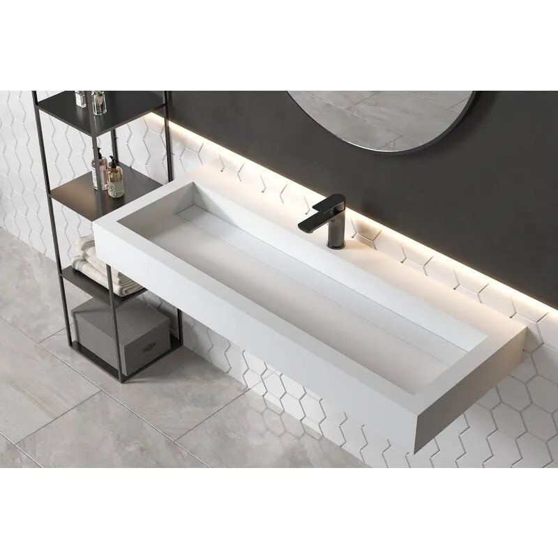  - Lavabo sospeso o da appoggio PB2079 - Solid Stone – bianco opaco – 120 x 46 x 13 cm