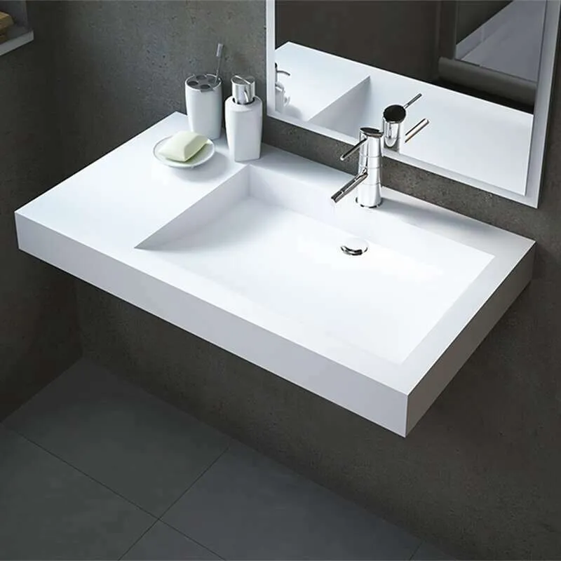 Lavabo bagno sospeso bianco da 80 cm, in Solid surface - Passoa d