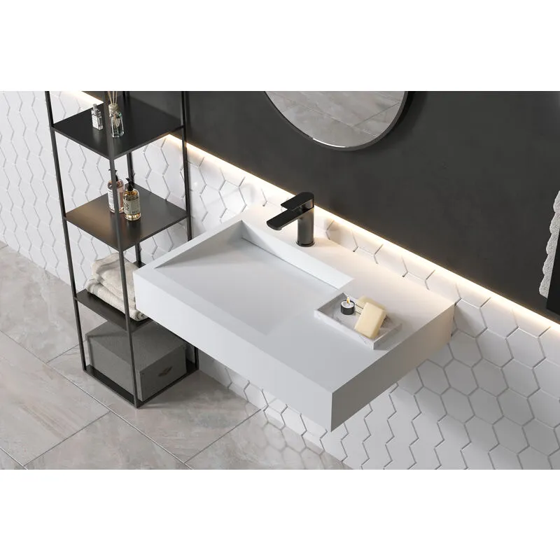  - Lavabo sospeso PB2014 - 74 x 50 x 13cm in resina di sintesi (Solid Stone)