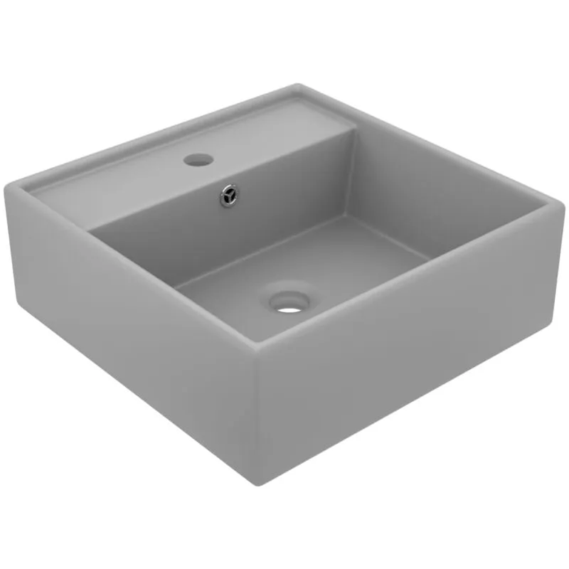 Lavabo con Troppopieno Cubico Grigio Opaco 41x41 cm in Ceramica