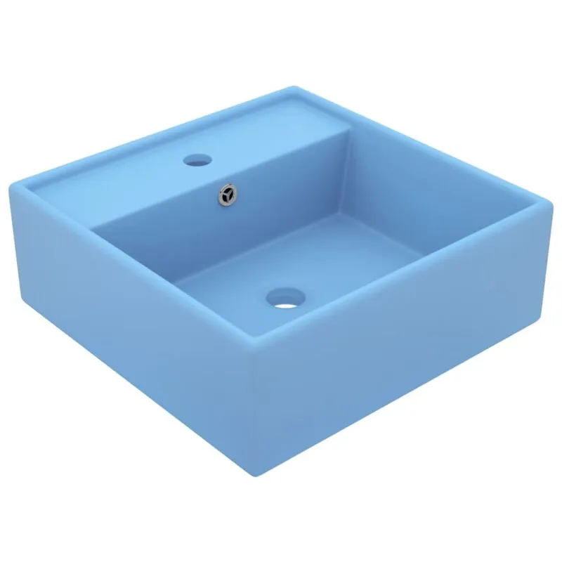 Furniture Limited - Lavabo Troppopieno Cubico Azzurro Opaco - Blauw