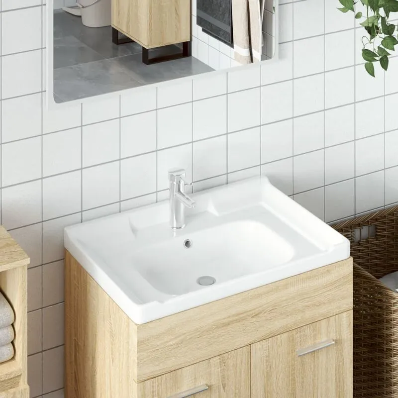 Torana - Lavandino da Bagno Bianco 61x48x23 cm Rettangolare in Ceramica