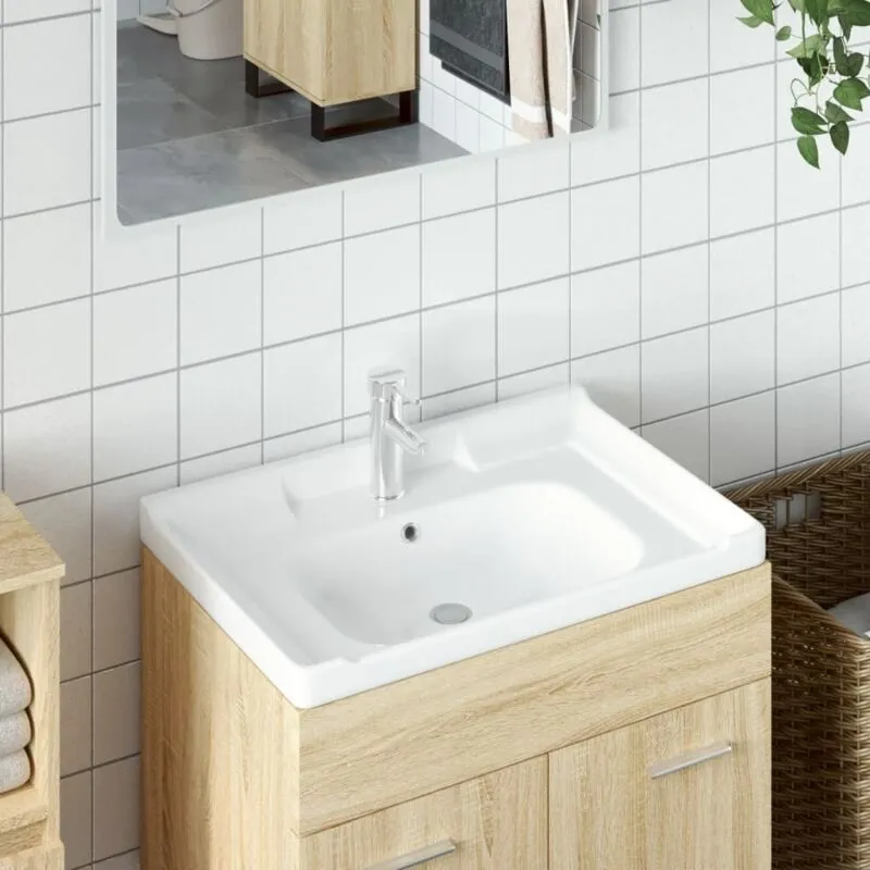 Torana - Lavandino da Bagno Bianco 71x48x23 cm Rettangolare in Ceramica