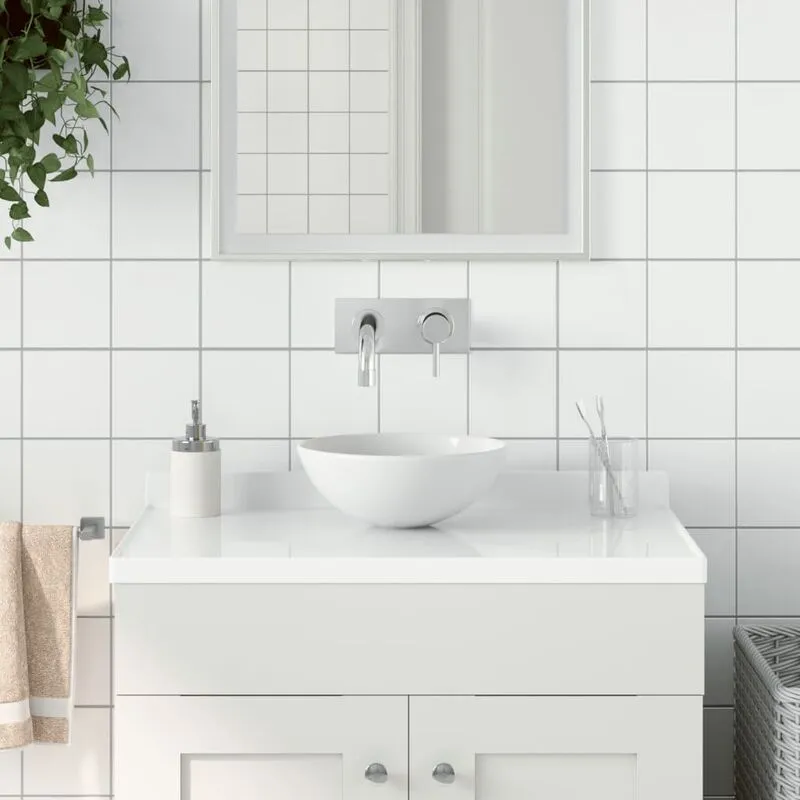 Torana - Lavandino da Bagno in Ceramica Bianco Opaco Rotondo