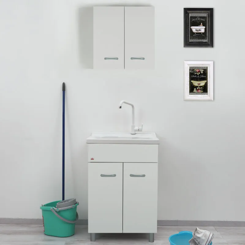 Lavatoio ceramica 61x51 lago Ideal Standard con mobile bianco