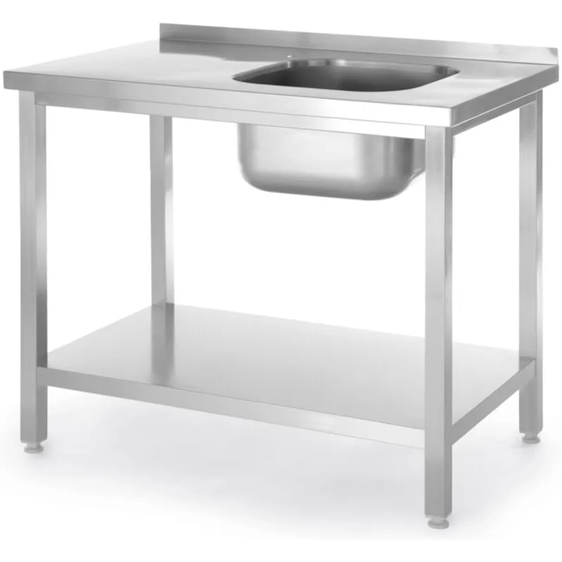 Lavello a una vasca con ripiano destro Budget Line STEEL 800 x 600 x 850 cm - Hendi 816998